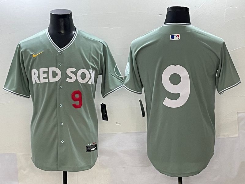 Men 2025 Boston Red Sox 9 No Name Light Green Joint Name Nike MLB Jersey style 2